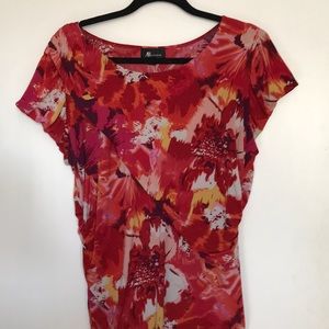 Floral Print Top with Ruched Sides